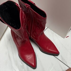 Red Western Ankle Boots
